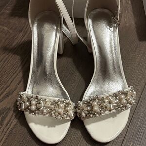 Amazon White Pearl Embellished Heels